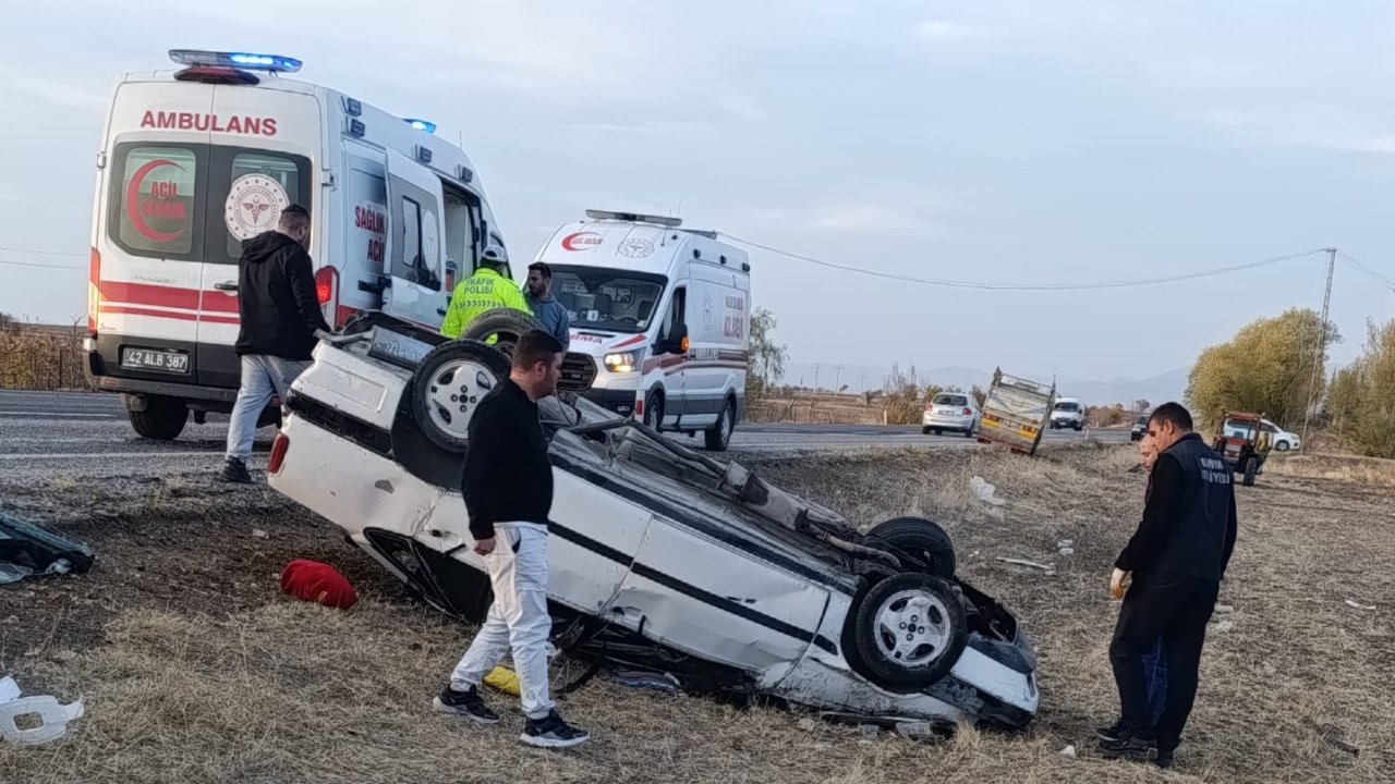 Konya'da otomobil şarampole devrildi! Çok sayıda yaralı var