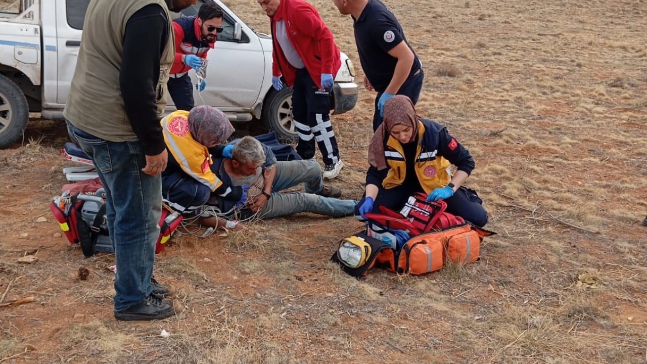 Konya'da dağda kalp krizi geçiren çobanın imdadına hava ambulansı yetişti