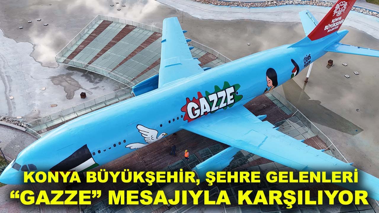 Konya Büyükşehir, şehre gelenleri “Gazze” mesajıyla karşılıyor