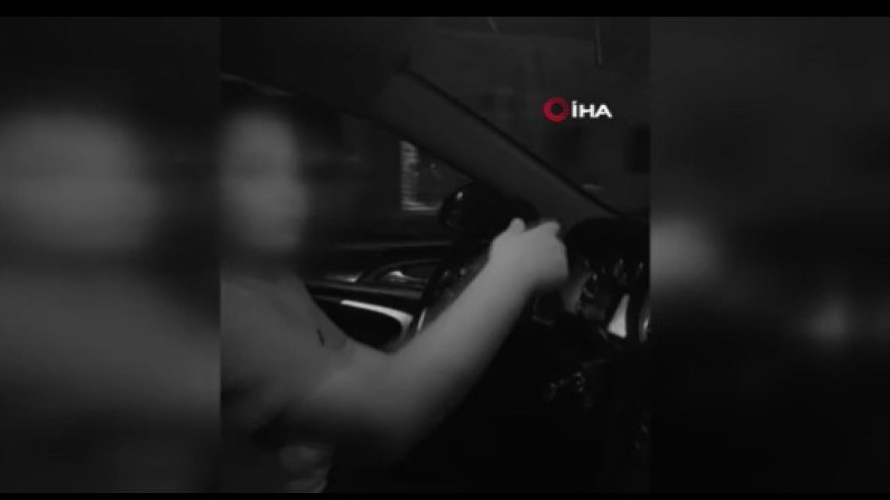 Küçük çocuğu direksiyona geçirip araba kullandırdılar!