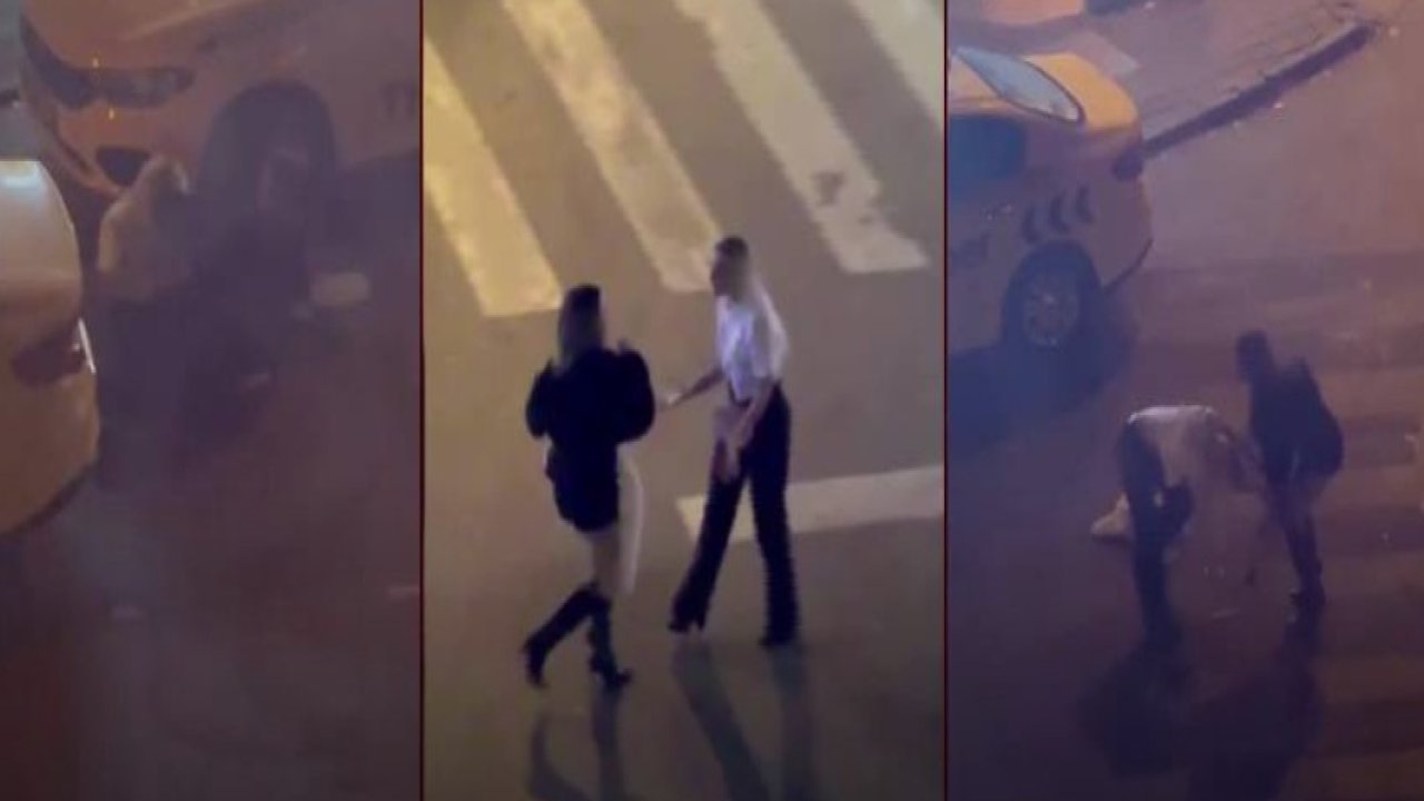 Kadınlar taksi ücreti için saç baş kavga etti!