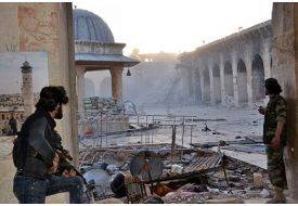 Halep'teki Tarihi Emevi Cami İçinde Keskin Nişancı Savaşı