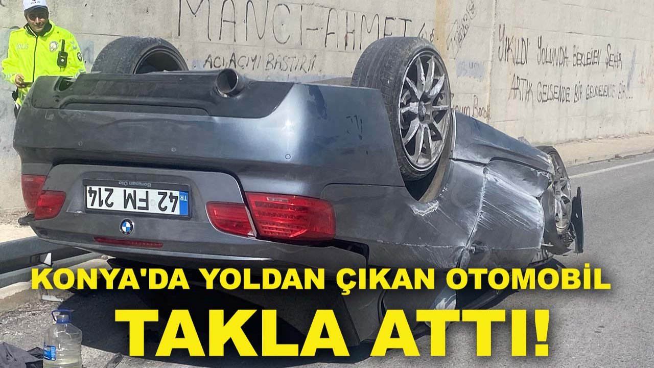 Konya'da yoldan çıkan otomobil takla attı! Çok sayıda kişi yaralandı