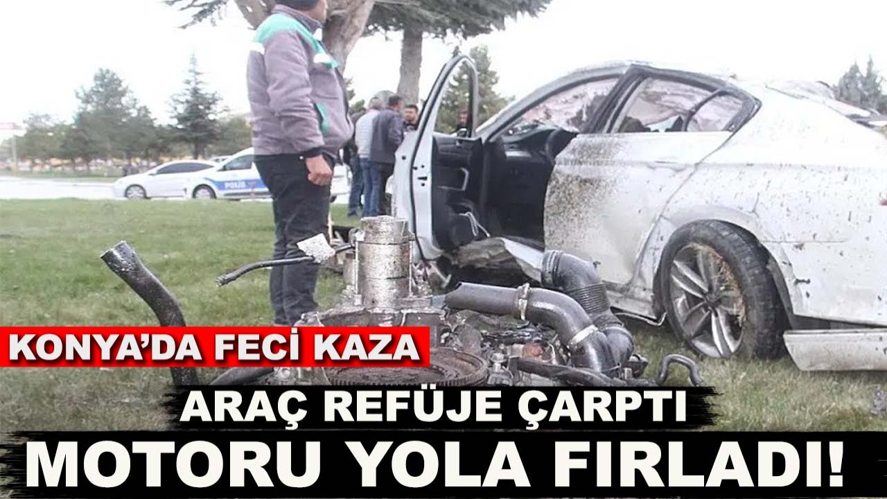 Konya’da feci kaza: Araç refüje çarptı, motoru yola fırladı!