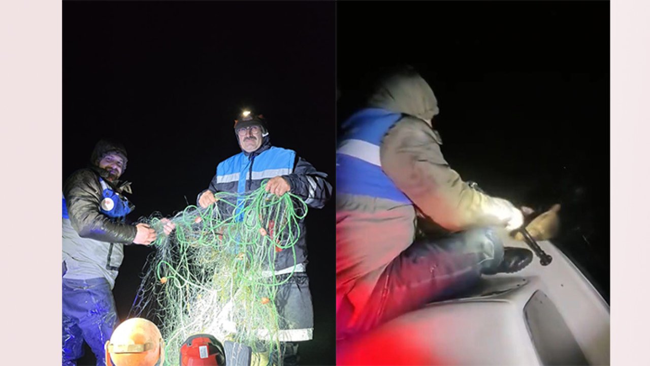 Suğla Gölü’nde 800 metrelik ağ imha edildi