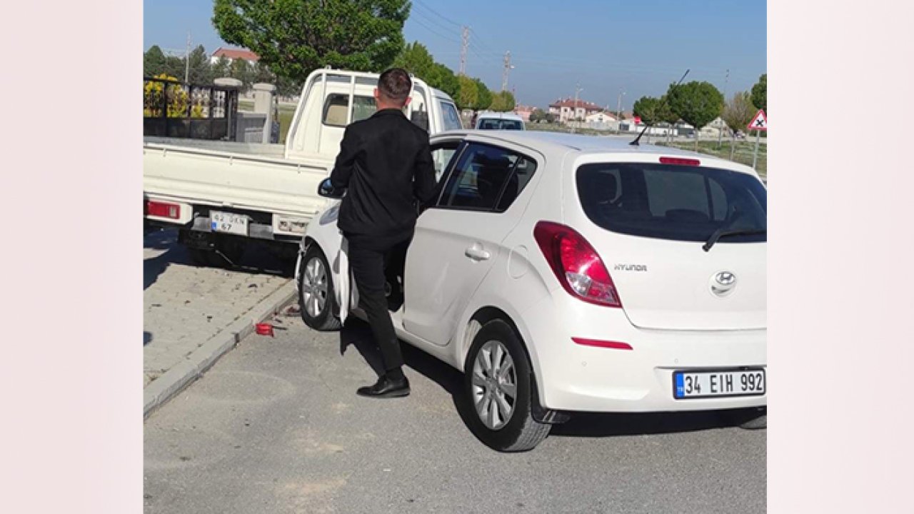 Konya'da otomobil kamyonete ve bisiklete çarptı!