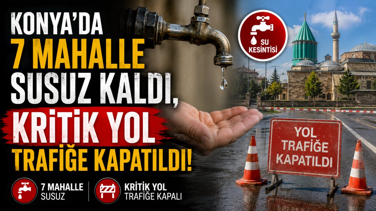 Konya'da 7 mahalle susuz kaldı, kritik yol trafiğe kapatıldı!