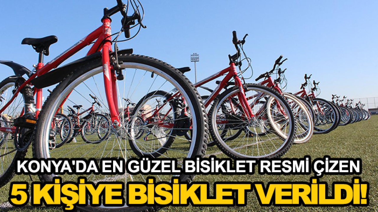 Konya'da en güzel bisiklet resmi çizen 5 kişiye bisiklet verildi!