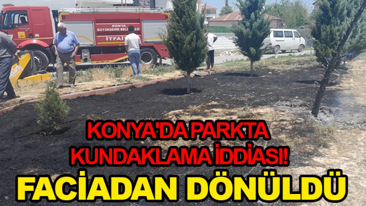 Konya'da parkta kundaklama iddiası! Faciadan dönüldü
