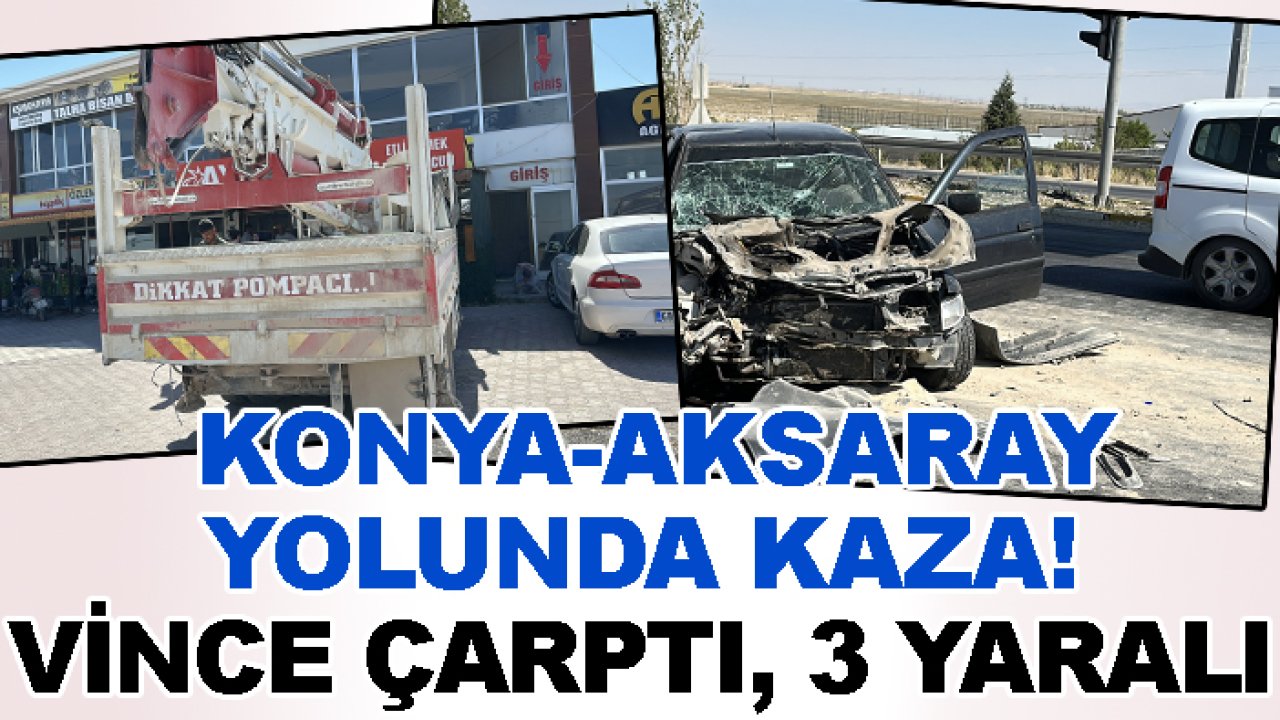 Konya-Aksaray yolunda kaza! Vince çarptı, 3 yaralı