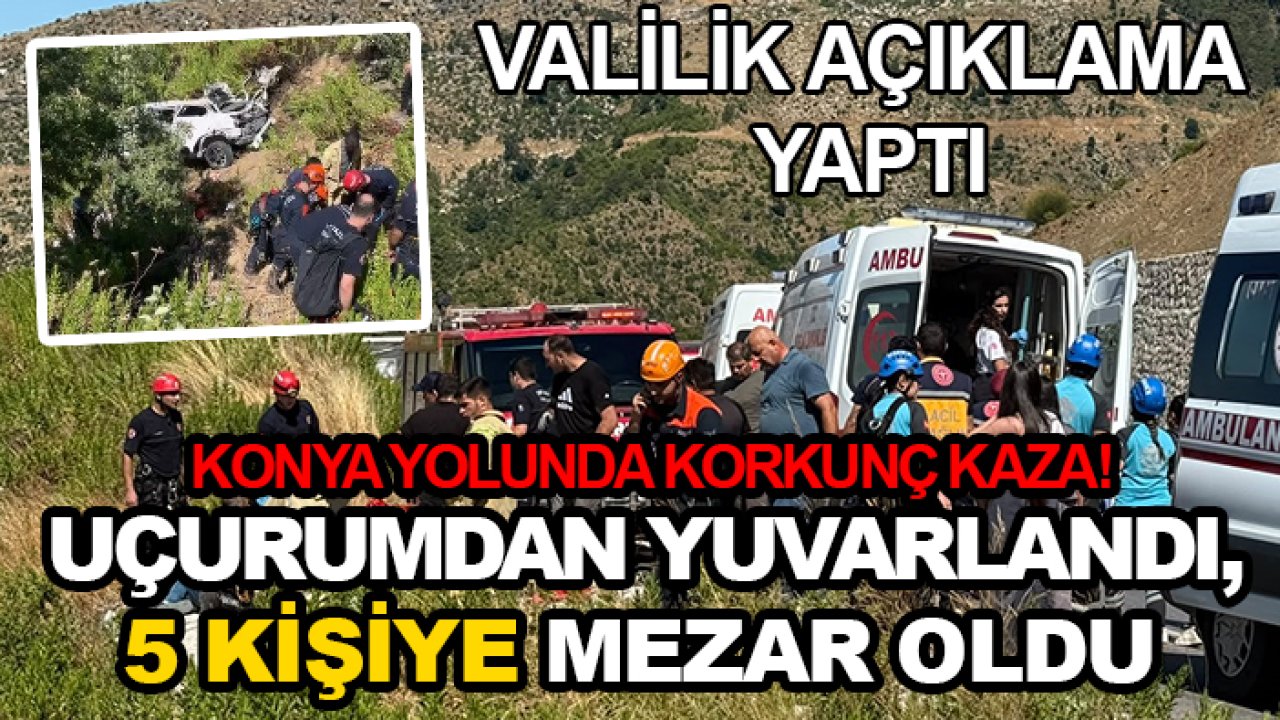 Konya yolunda korkunç kaza! Uçurumdan yuvarlandı, 5 kişiye mezar oldu