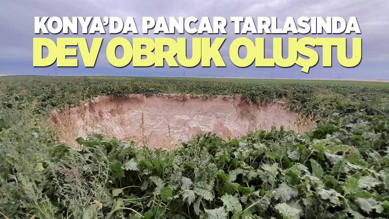 Konya’da pancar tarlasında dev obruk oluştu