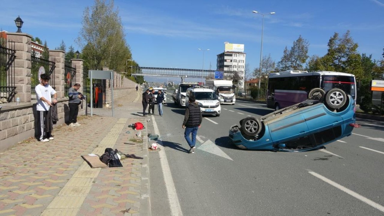 Korku dolu anlar! Araç takla attı