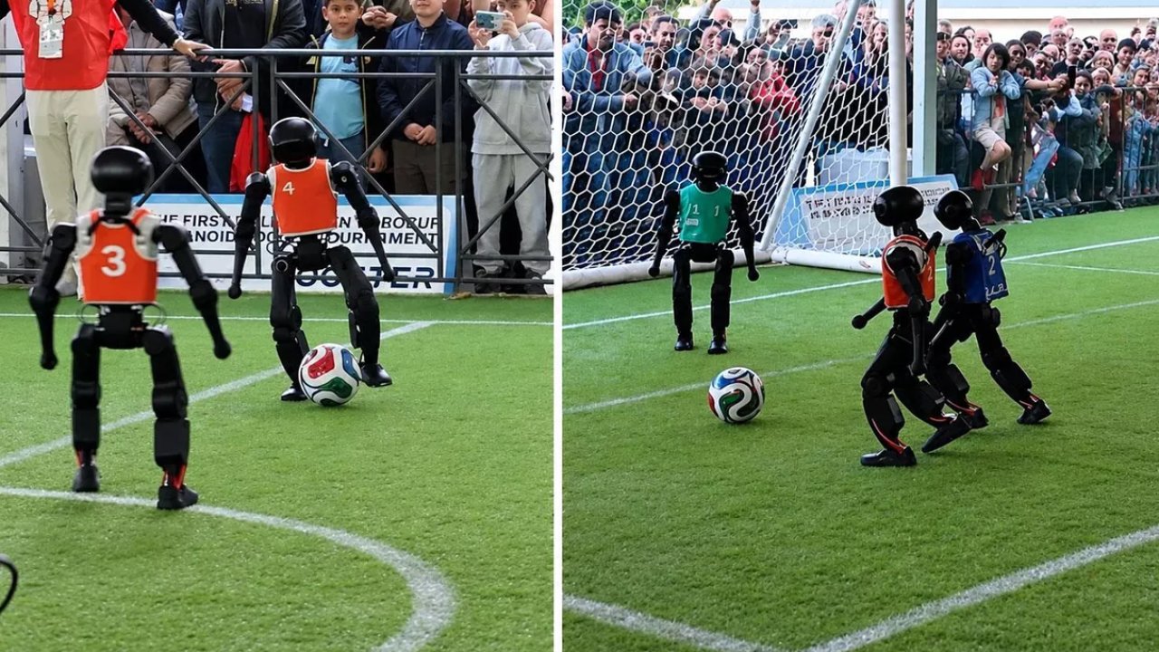 İnsansı robotlar, futbol maçında kaşı karşıya geldi!