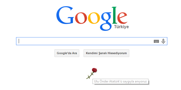 Google Atatürk'ü kırmızı karanfil ile anıyor!