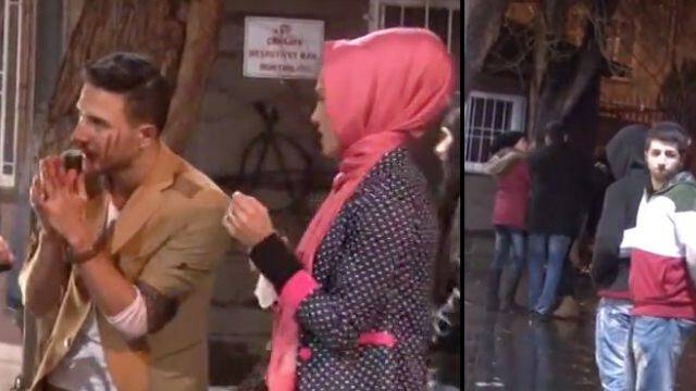 Başörtülü kıza laf atıldı, ortalık savaş alanına döndü