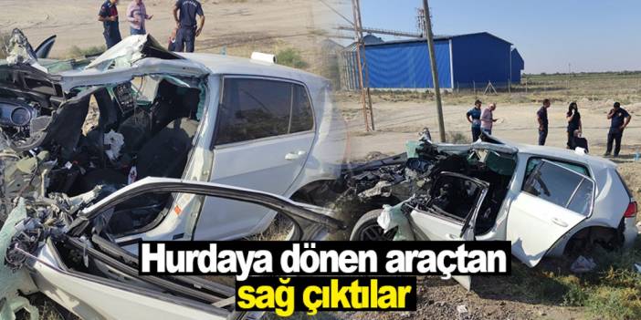 Konya'da kaza! Hurdaya dönen araçtan sağ çıktılar