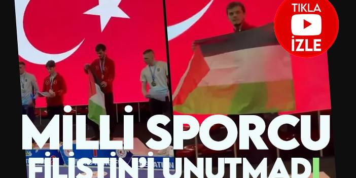 Milli sporcu kürsüde Filistin bayrağı açıp dans etti! (TIKLA&amp;İZLE)