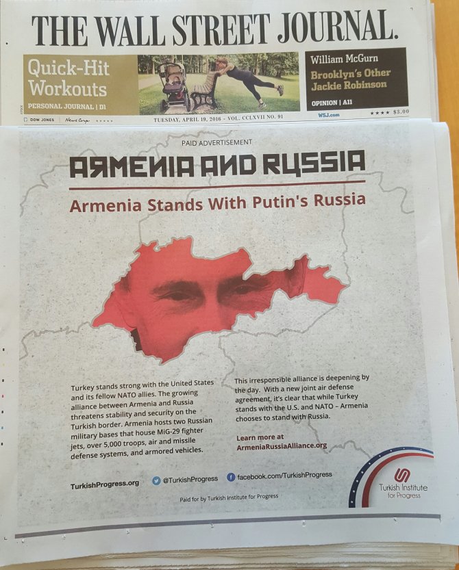 Ermenistan-Rusya ilişkisine ABD'de ilanlarla dikkat çekildi