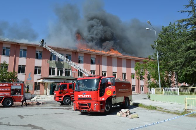 Malatya'da eski devlet hastanesi çatısında yangın