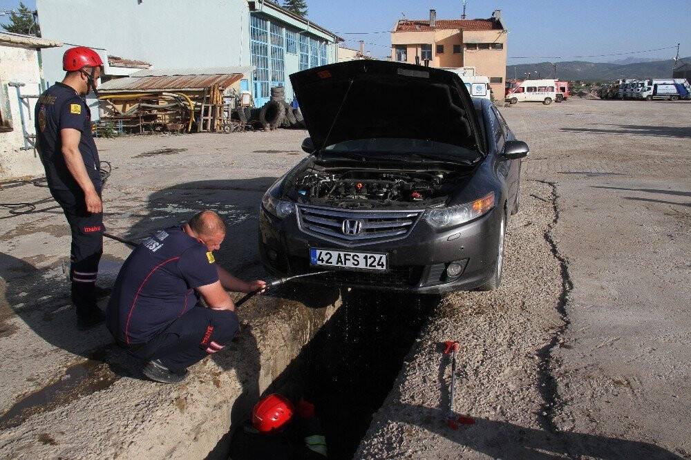 Otomobile giren yılan paniğe yol açtı