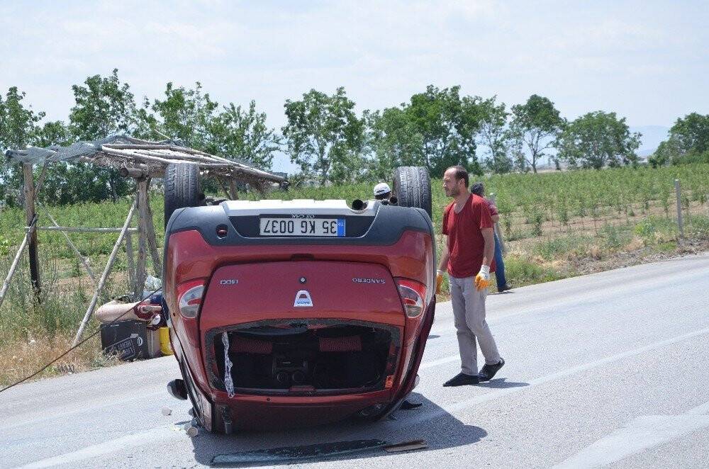 Kontrolden çıkan otomobil takla attı: 2 yaralı