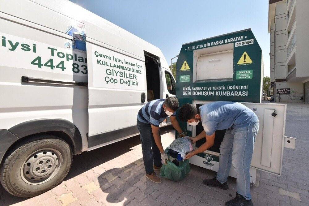 Karatay’da 130 farklı noktaya giysi kumbarası yerleştirildi