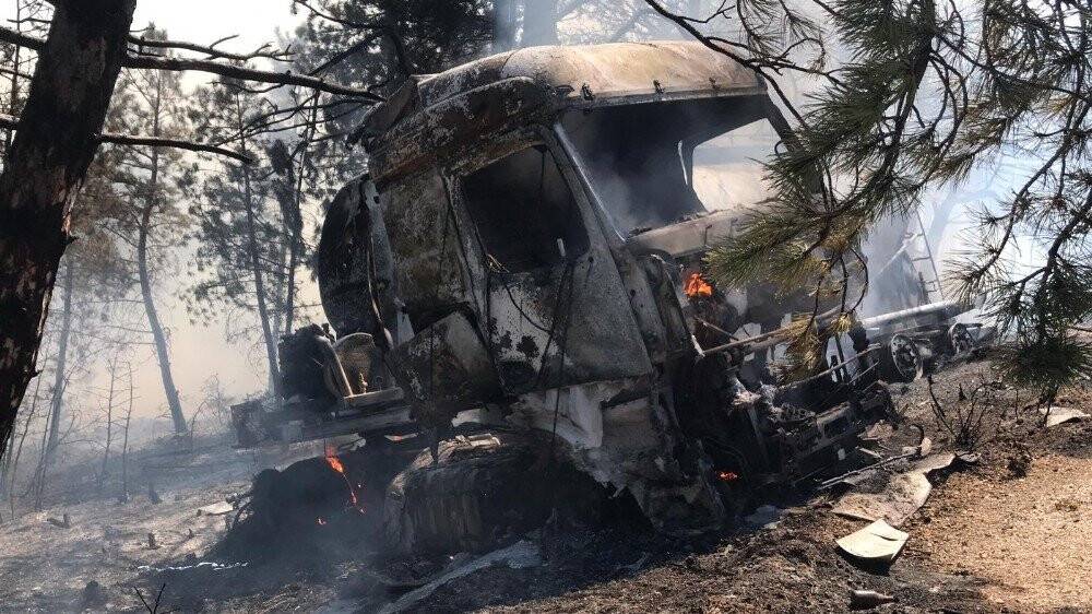 Trafik kazası orman yangınına sebep oldu