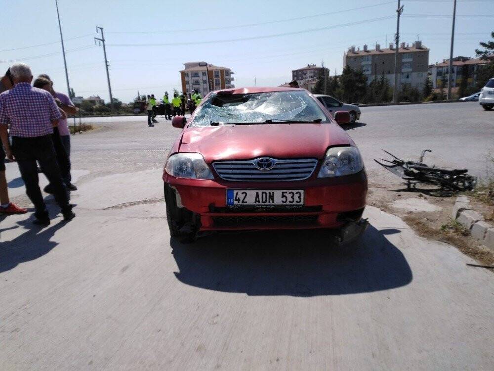 Konya'da otomobilin çarptığı bisiklet sürücüsü ağır yaralandı