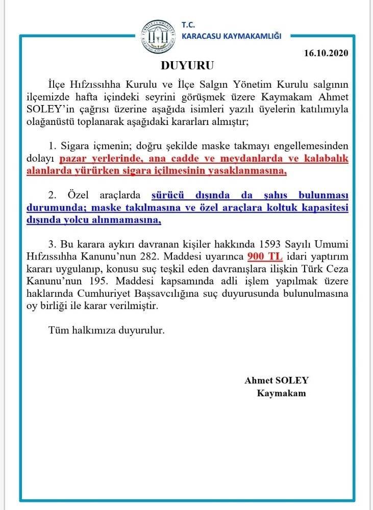 O ilçede sigara içmek yasaklandı