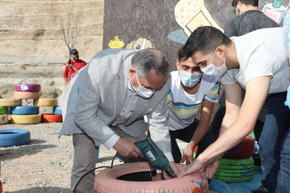 Eski otomobil lastikleri kedilerin yeni yuvası