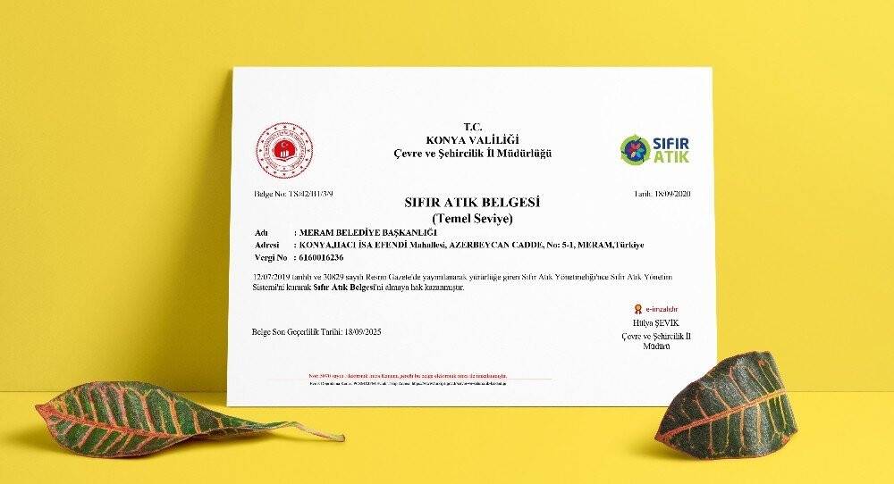 Meram Belediyesine 'Sıfır Atık' belgesi