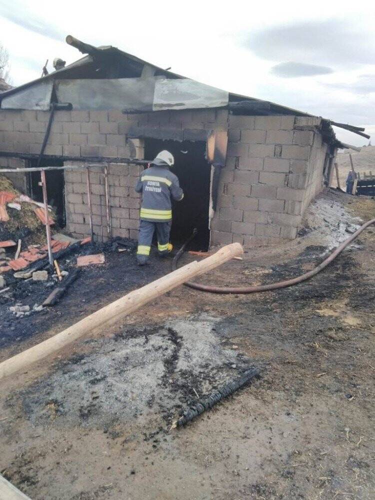 Konya’da ağıl yangını! 38 küçükbaş hayvan telef oldu