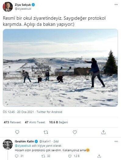 Milli Eğitim Bakanı Selçuk’tan kartopu paylaşımı