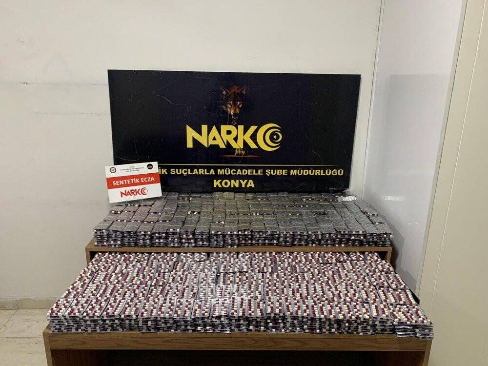 Konya’da uyuşturucu operasyonu: 35 bin 616 uyuşturucu hap ele geçirildi