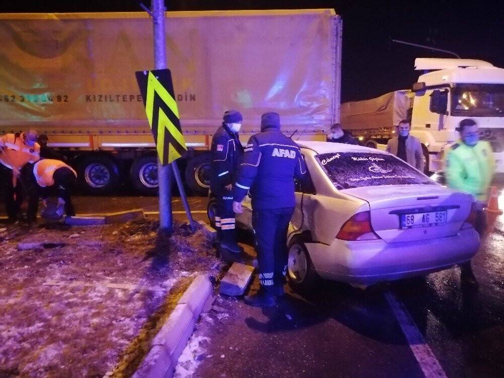 Otomobille tır çarpıştı: 1 yaralı