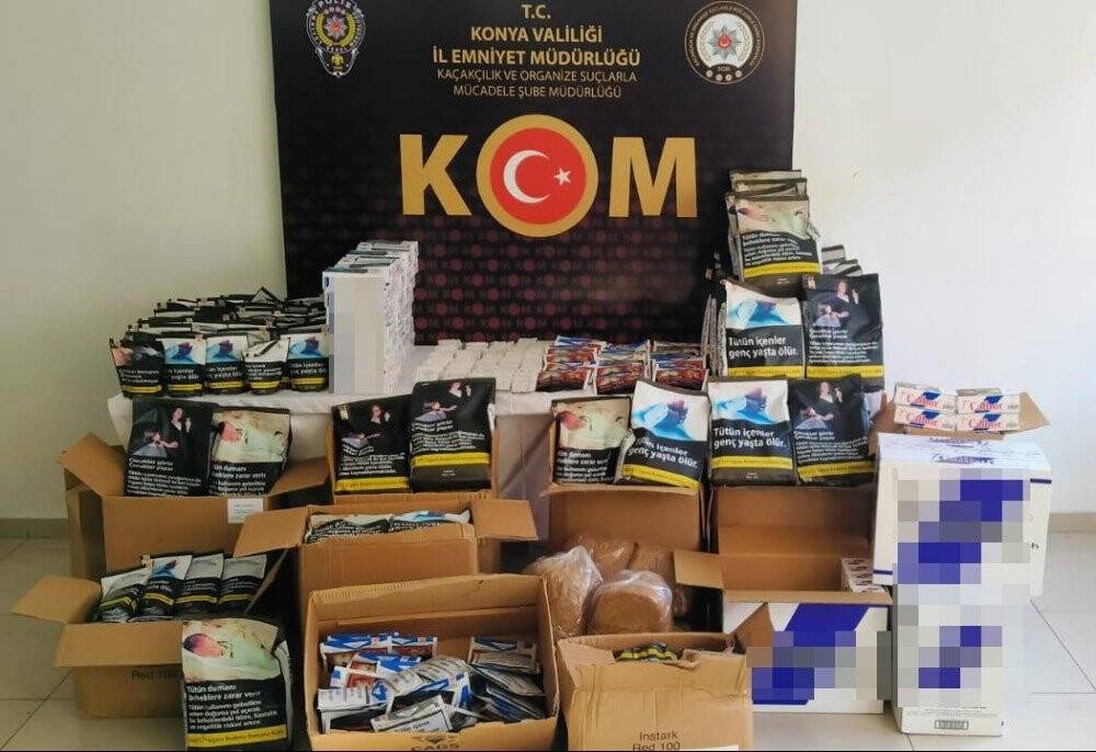 Konya’da kaçak tütün ve makaron operasyonu