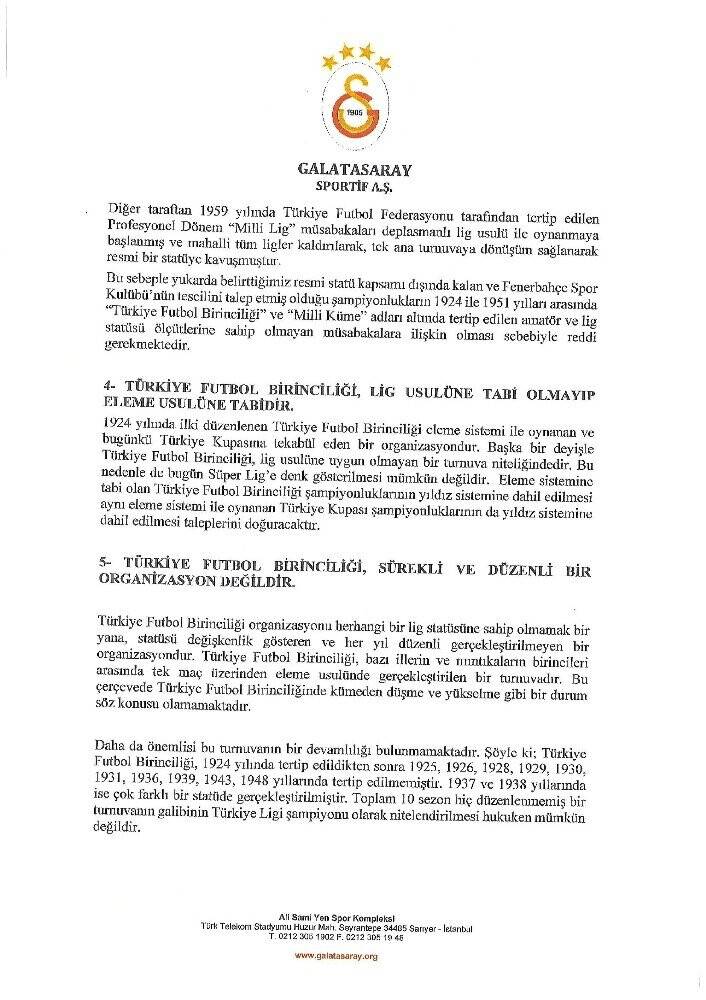 İşte Galatasaray’ın TFF’ye gönderdiği dilekçe!