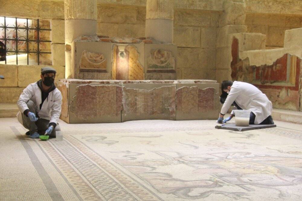 Dünyaca ünlü mozaikler hassas korumayla gelecek nesillere aktarılıyor