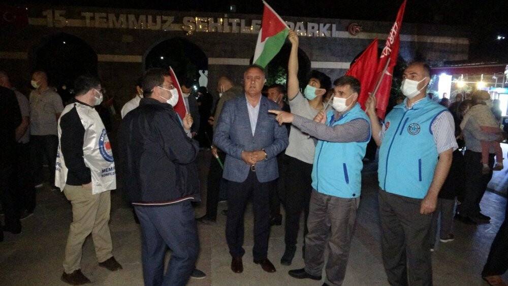 Diyarbakır’da yüzlerce araç konvoyu İsrail zulmünü protesto etti