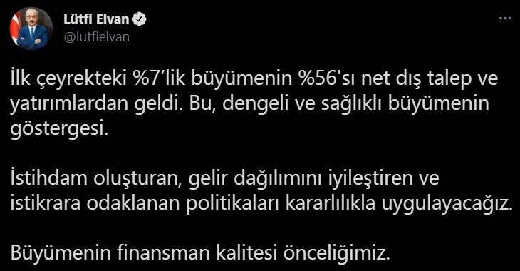 Bakan Elvan: Dengeli ve sağlıklı büyümenin göstergesi