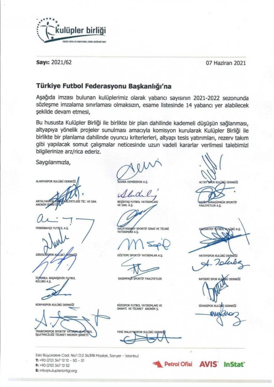 Kulüpler Birliği 14 yabancı kuralının devam etmesini istedi