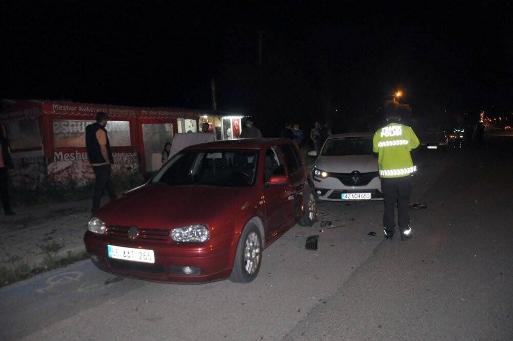 Konya'da kaza! Kontrolden çıkan otomobil üç araca çarptı: 1 yaralı
