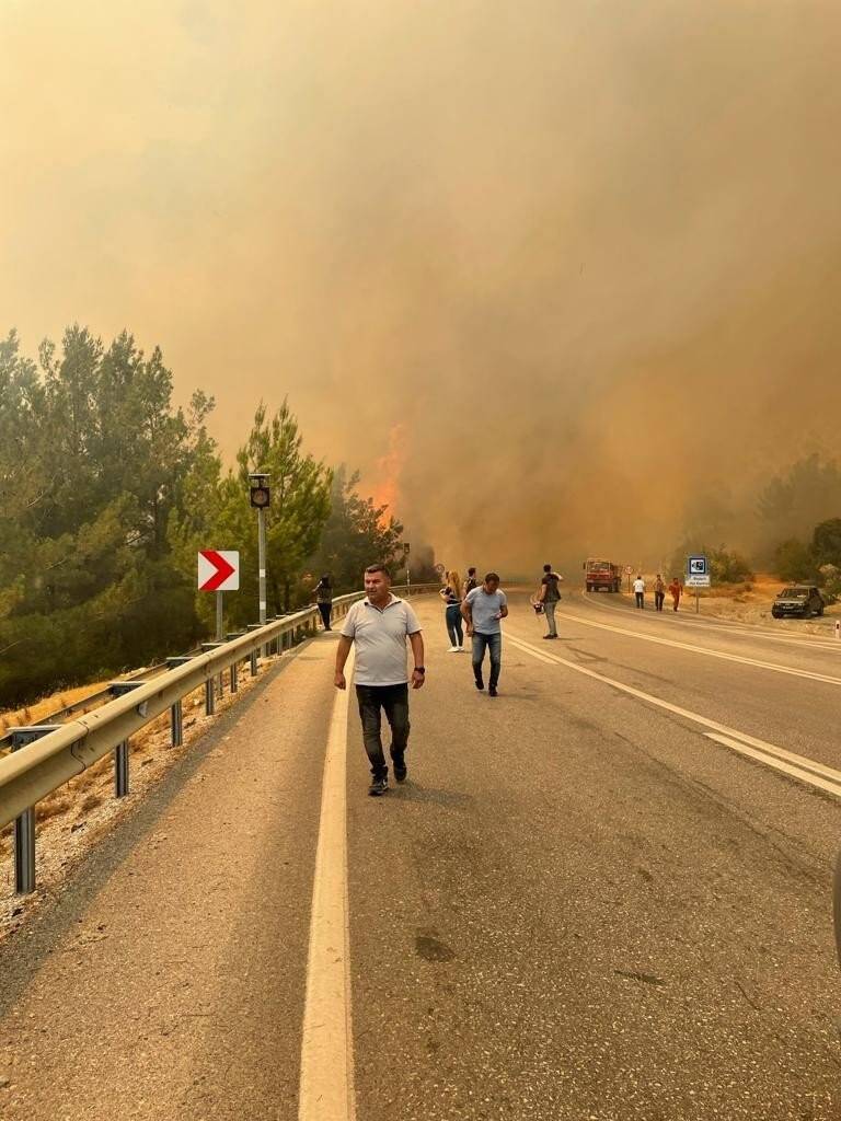 Manavgat-Konya yolu üzerinde orman yangını