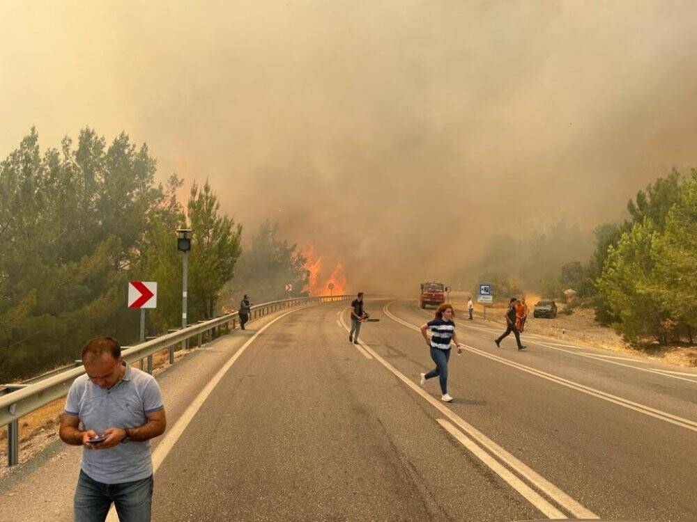 Manavgat-Konya yolu üzerinde orman yangını