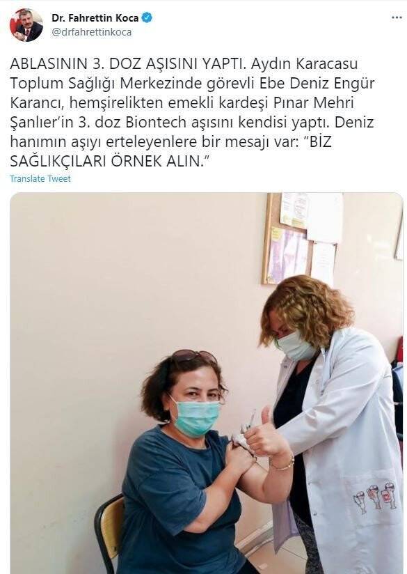 Bakan Koca, Aydınlı sağlıkçı kardeşleri unutmadı