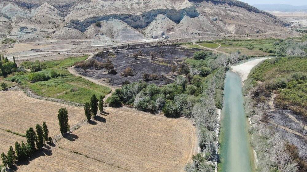 Kuş Cenneti’nde çıkan yangının tahribatı havadan görüntülendi