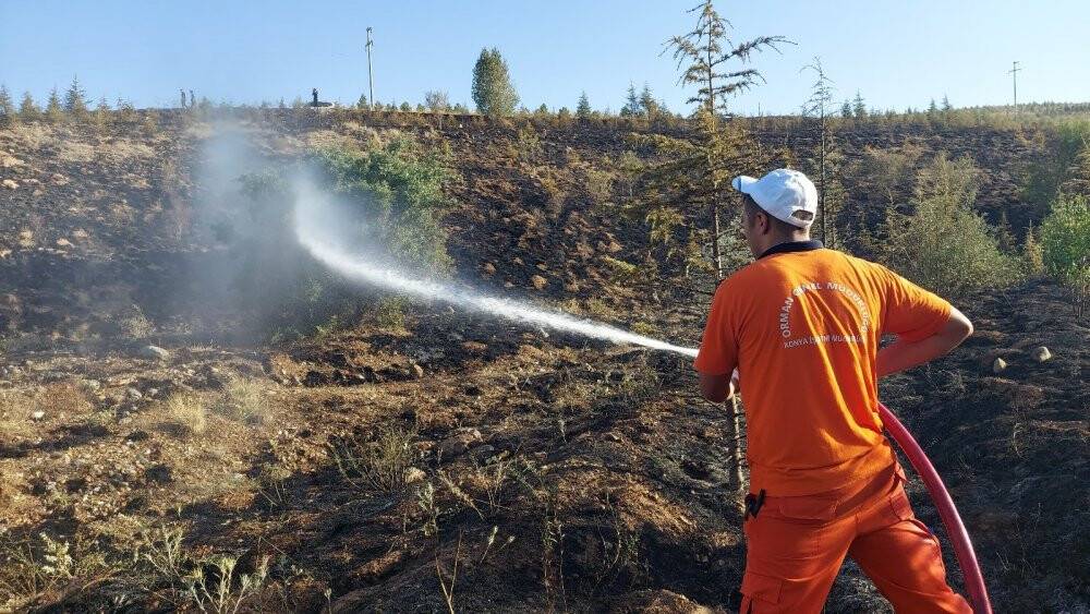 Konya’da ormanlık alanda çıkan yangın büyümeden söndürüldü