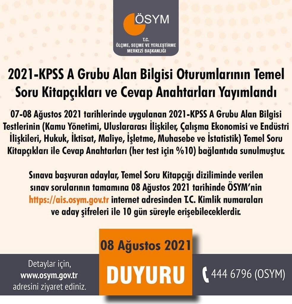 ÖSYM: “Temel soru kitapçıkları ve cevap anahtarları yayımlandı.”