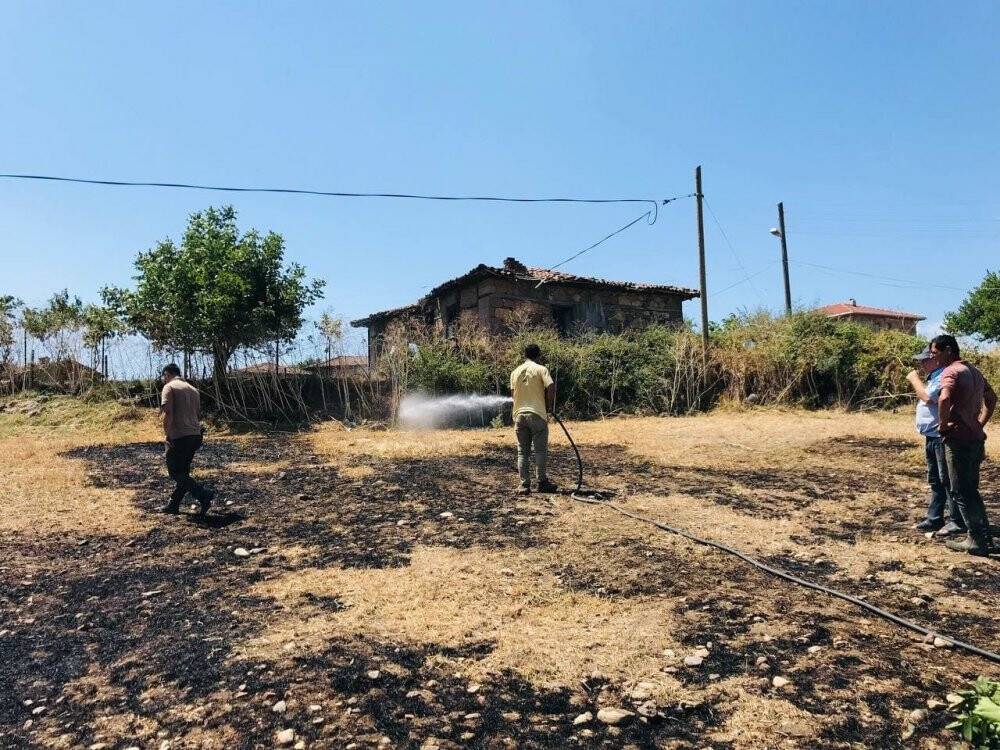 Yangın evlere ulaşmadan söndürüldü